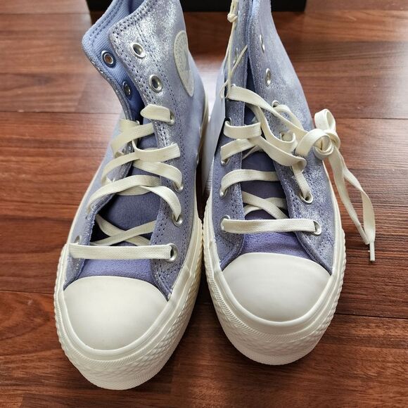 Converse Chuck Taylor Blue Shimmer Suede High Tops 6.5 NIB - Picture 6 of 8